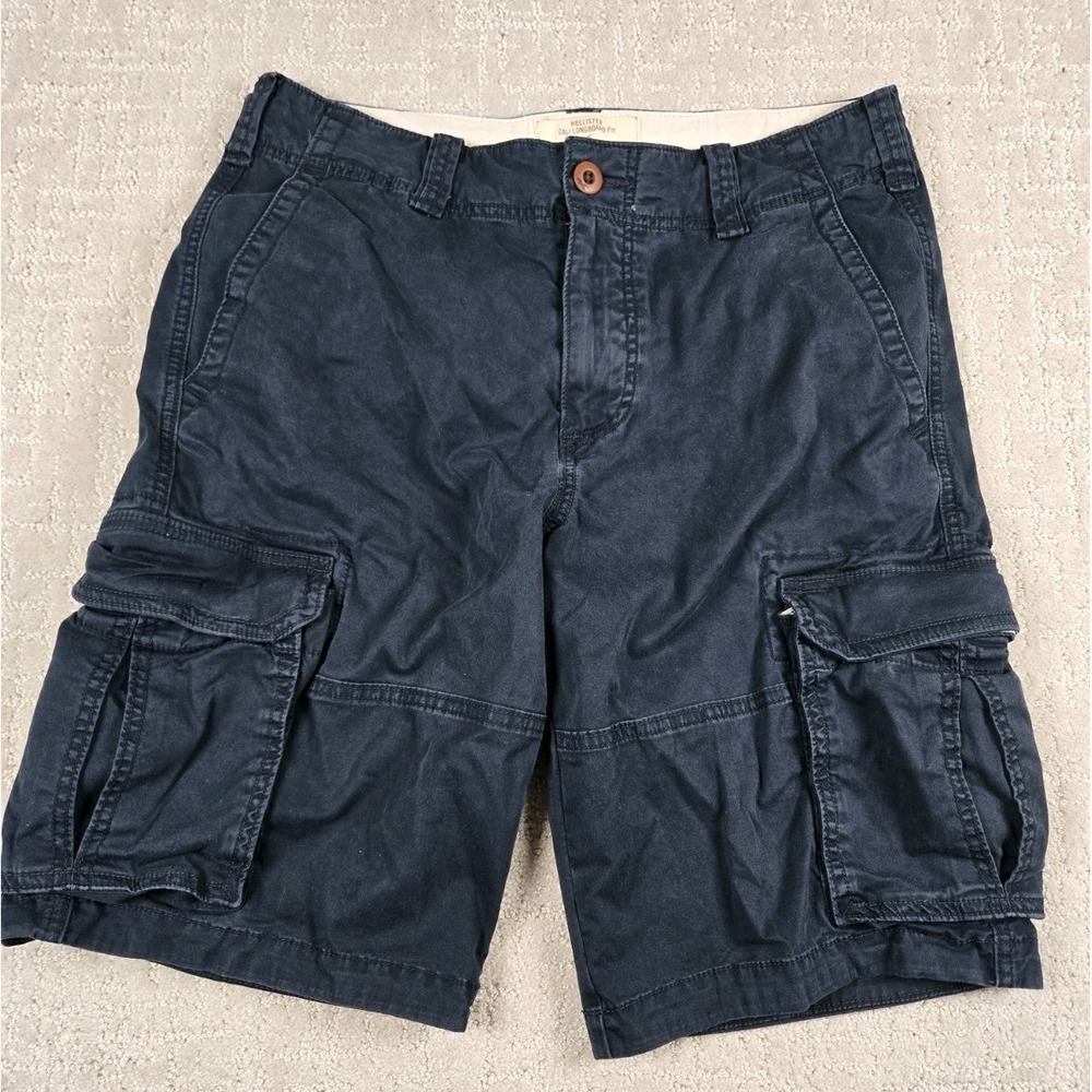 Hollister Cali Longboard Fit Mens Navy Blue Cargo Shorts Size 31 Utility Twill